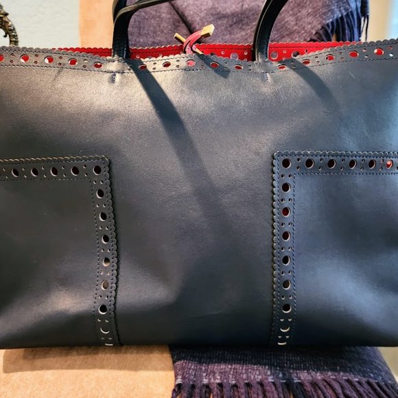 Tory Burch Leather Block T Brogue Tote - Picture 4 of 14